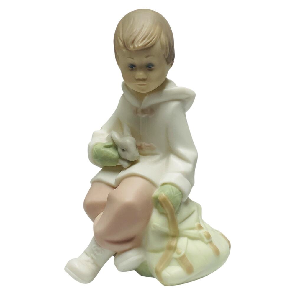 Lladro Daisa Boy with Bunny & Sack 1991 Golden Memories Hand Painted Porcelain